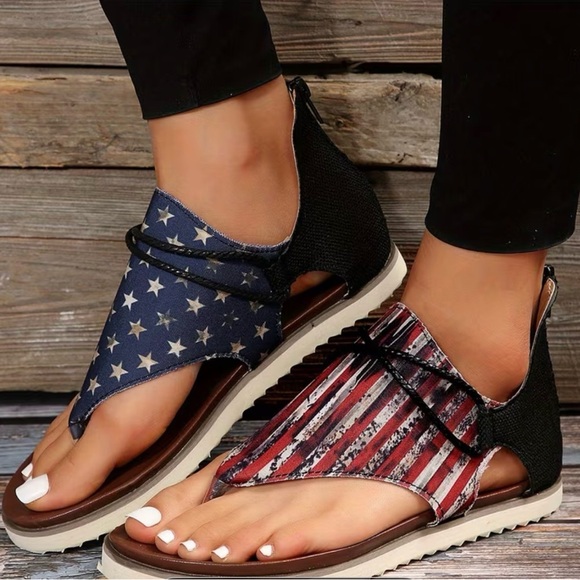 Patriotic Star and Stripe Women's Sandals - Picture 3 of 4